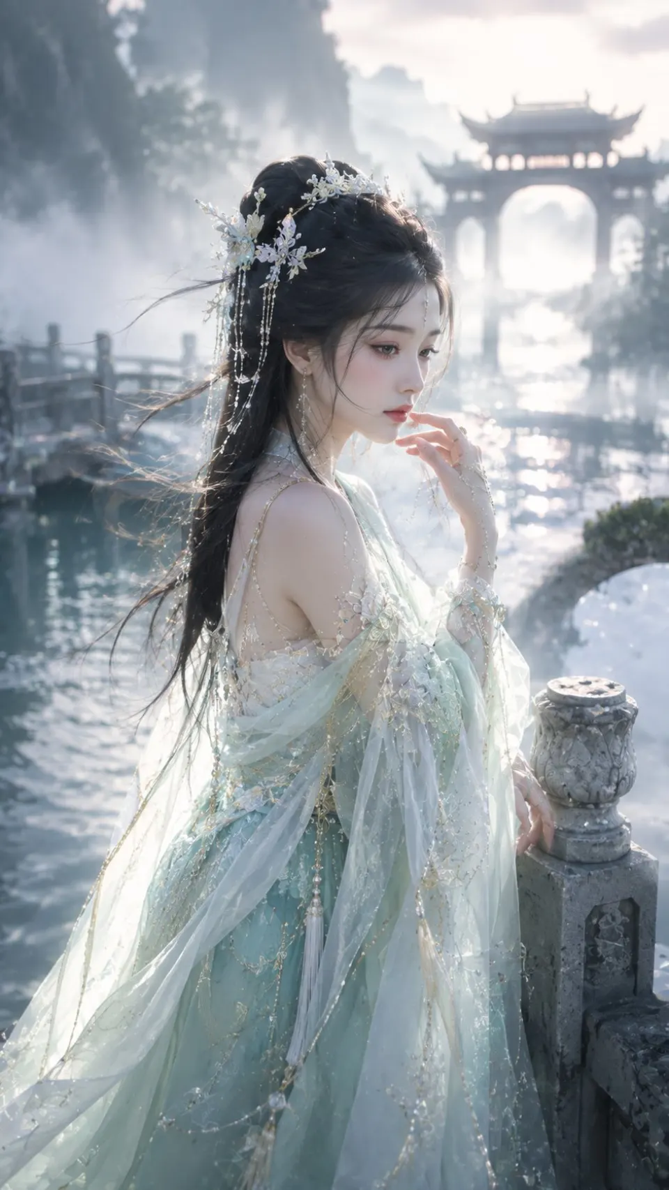 雾隐仙姿·青纱汉服