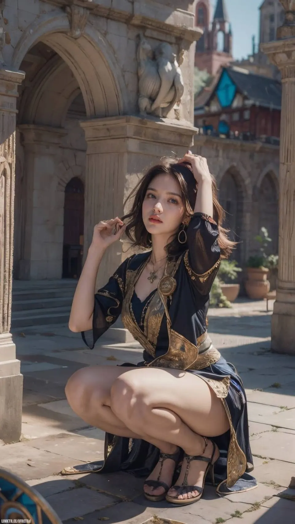 欧式庭院中的奇幻风少女