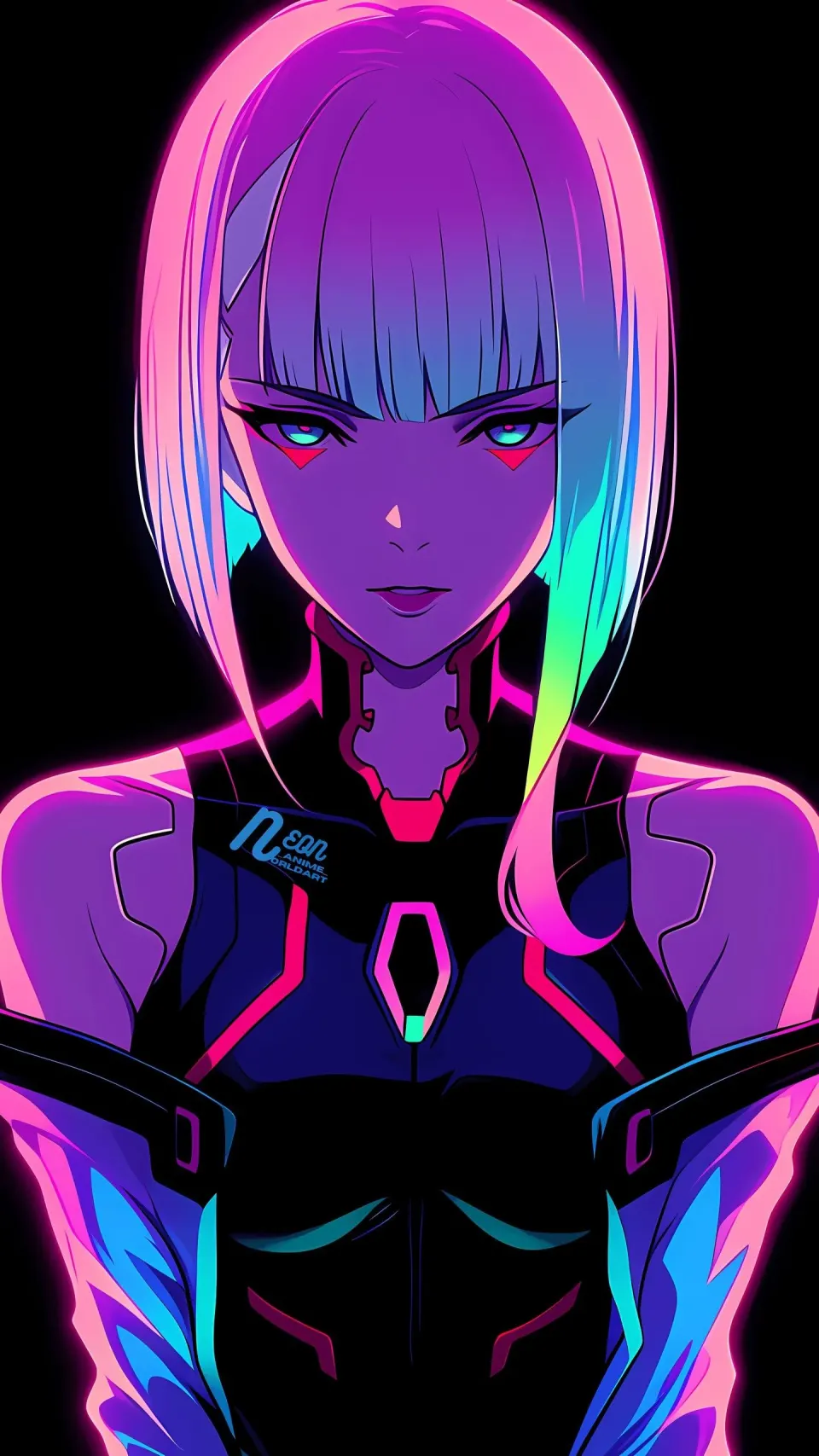 霓虹赛博朋克少女肖像