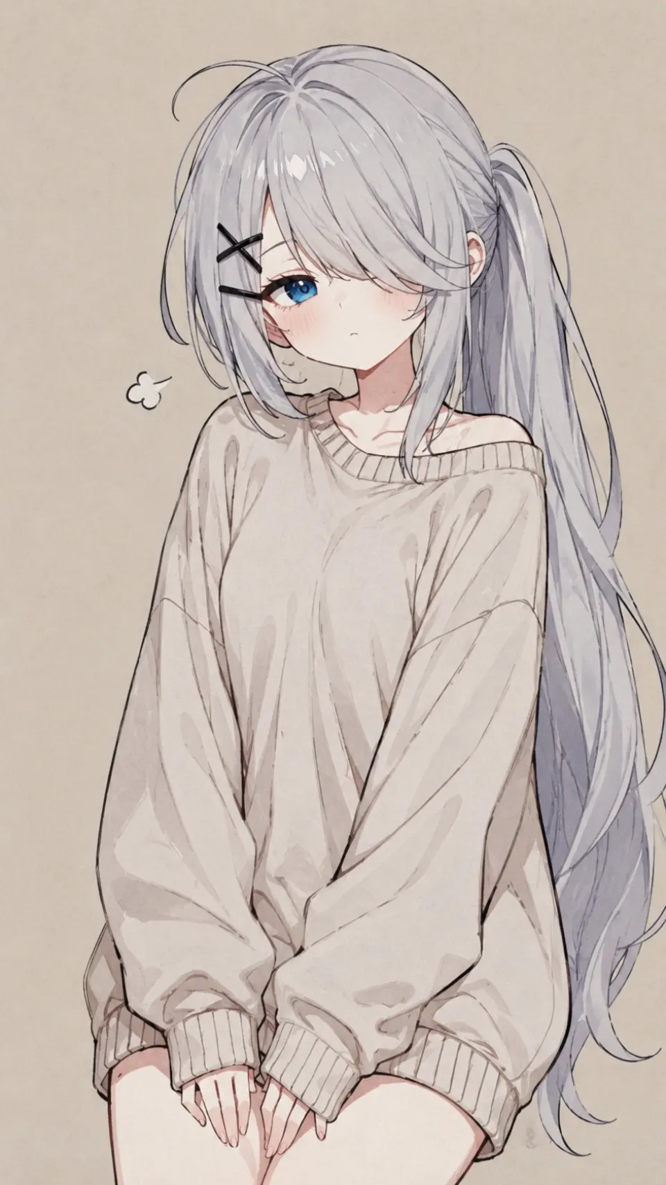 银白长发针织少女