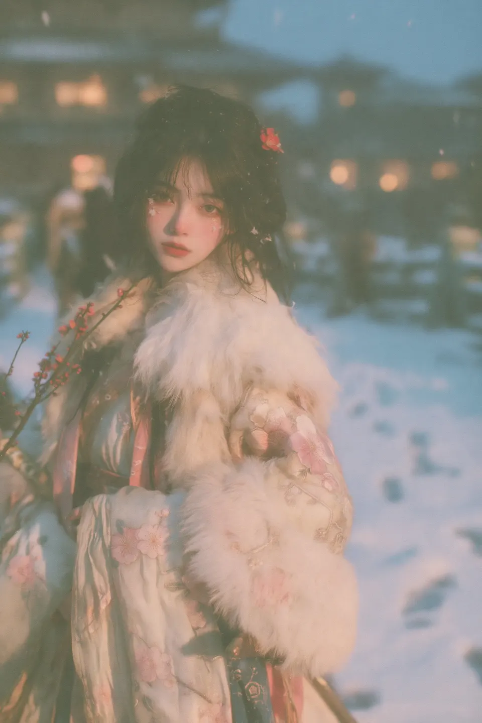 雪夜花影