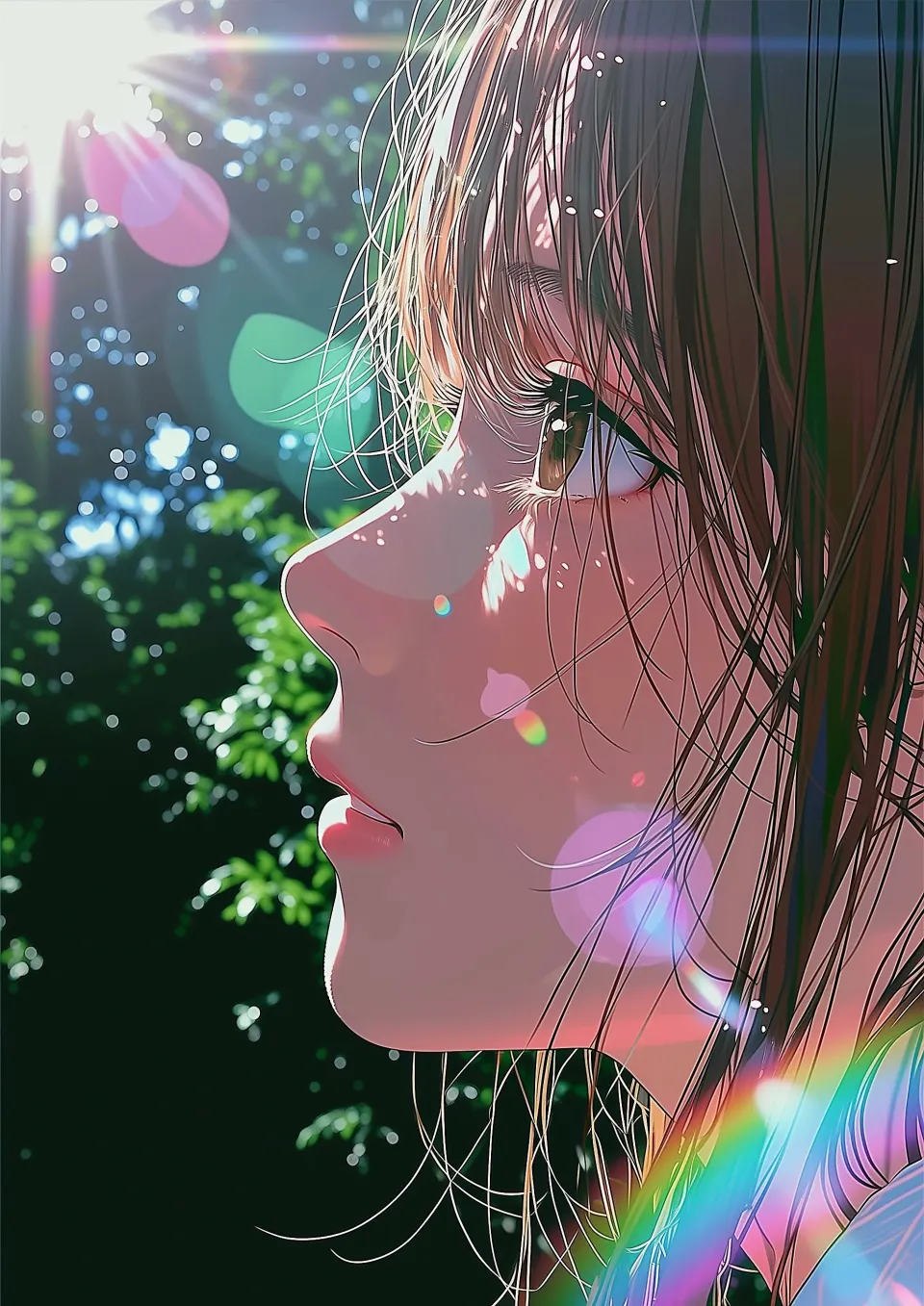 林间光影少女侧颜