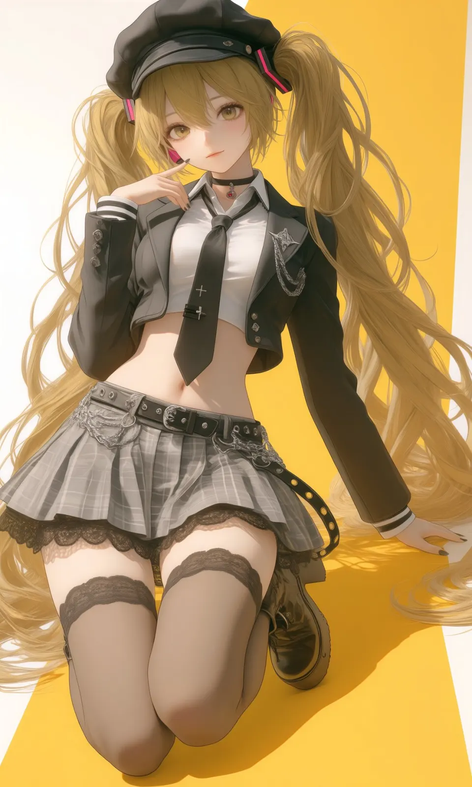 金发双马尾制服少女