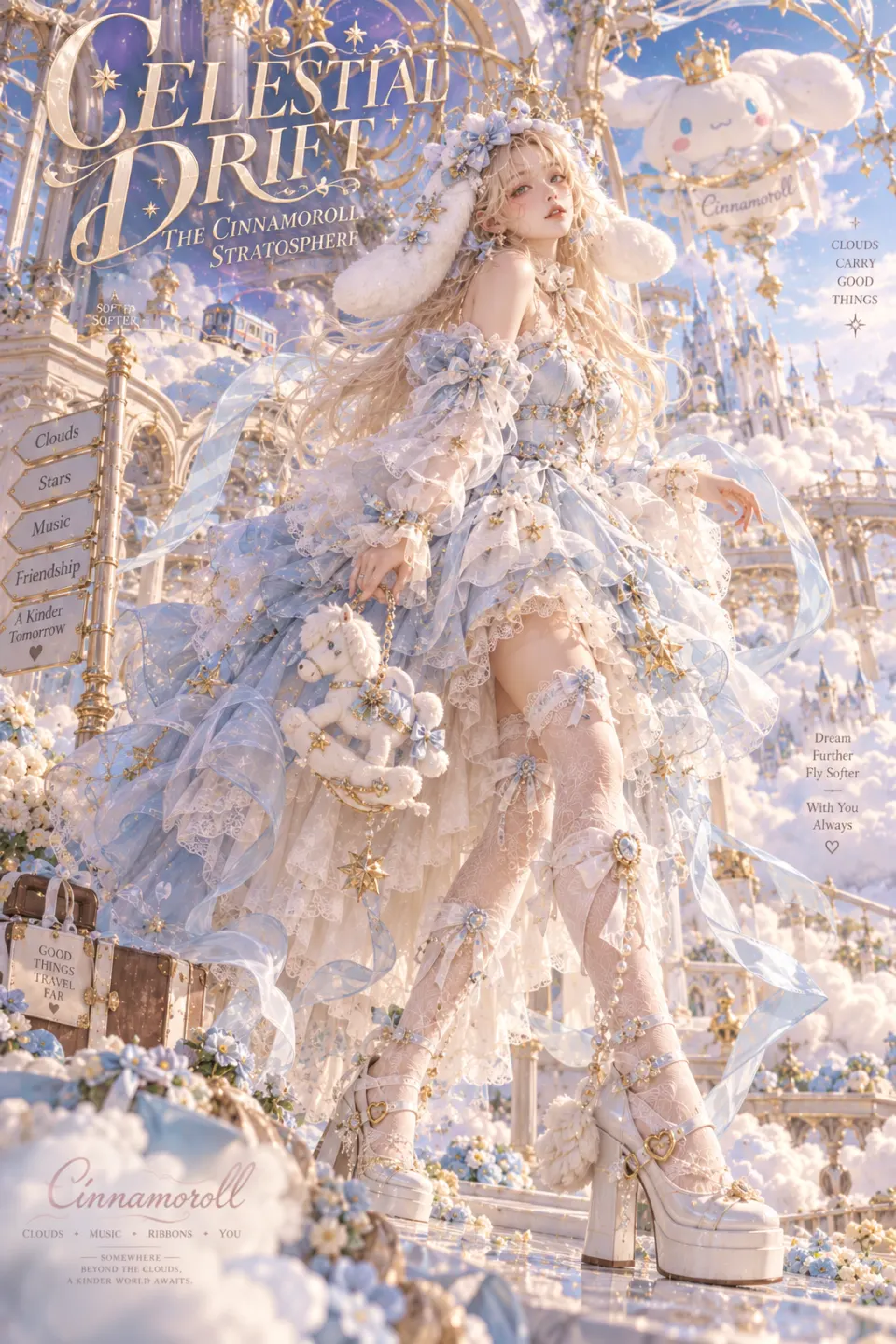 云端蓝白礼服角色海报
