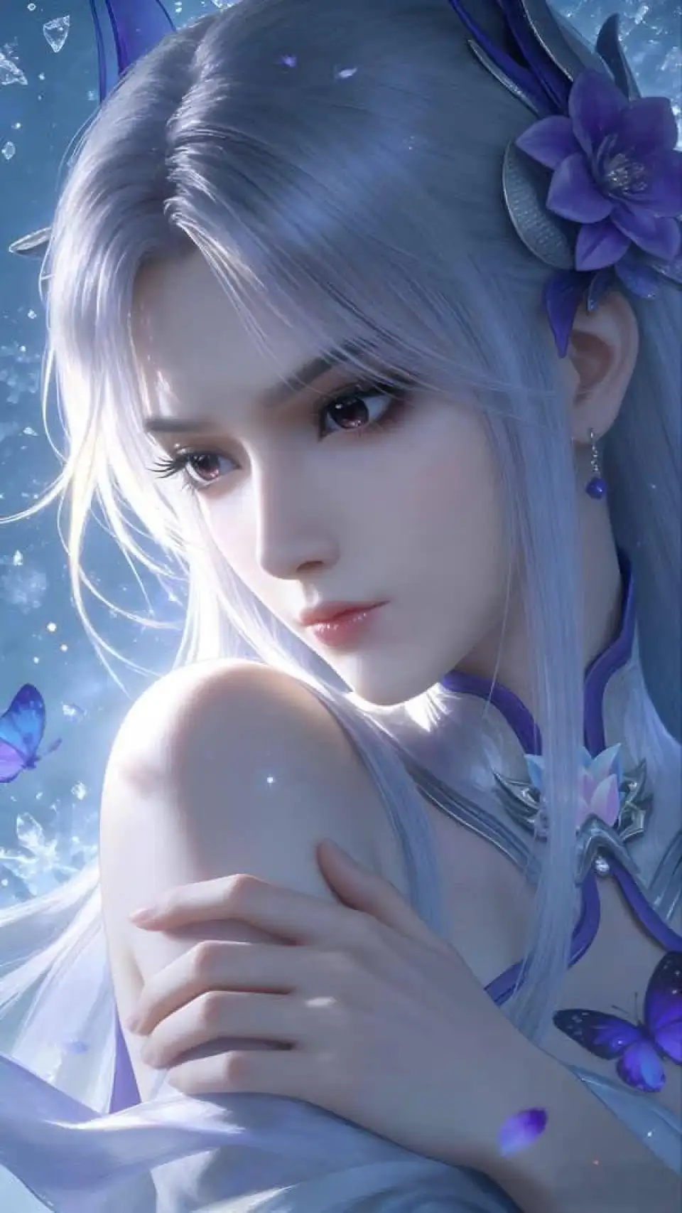 紫蝶银发少女