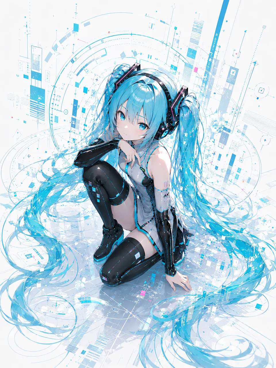 赛博空间中的蓝发少女