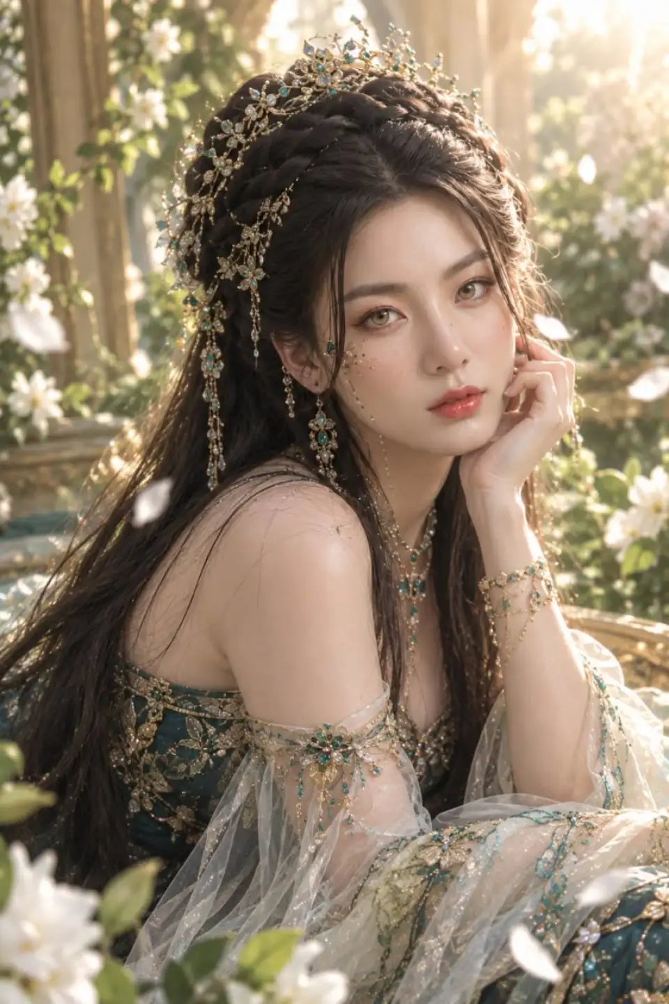 碧水中的白色锦鲤