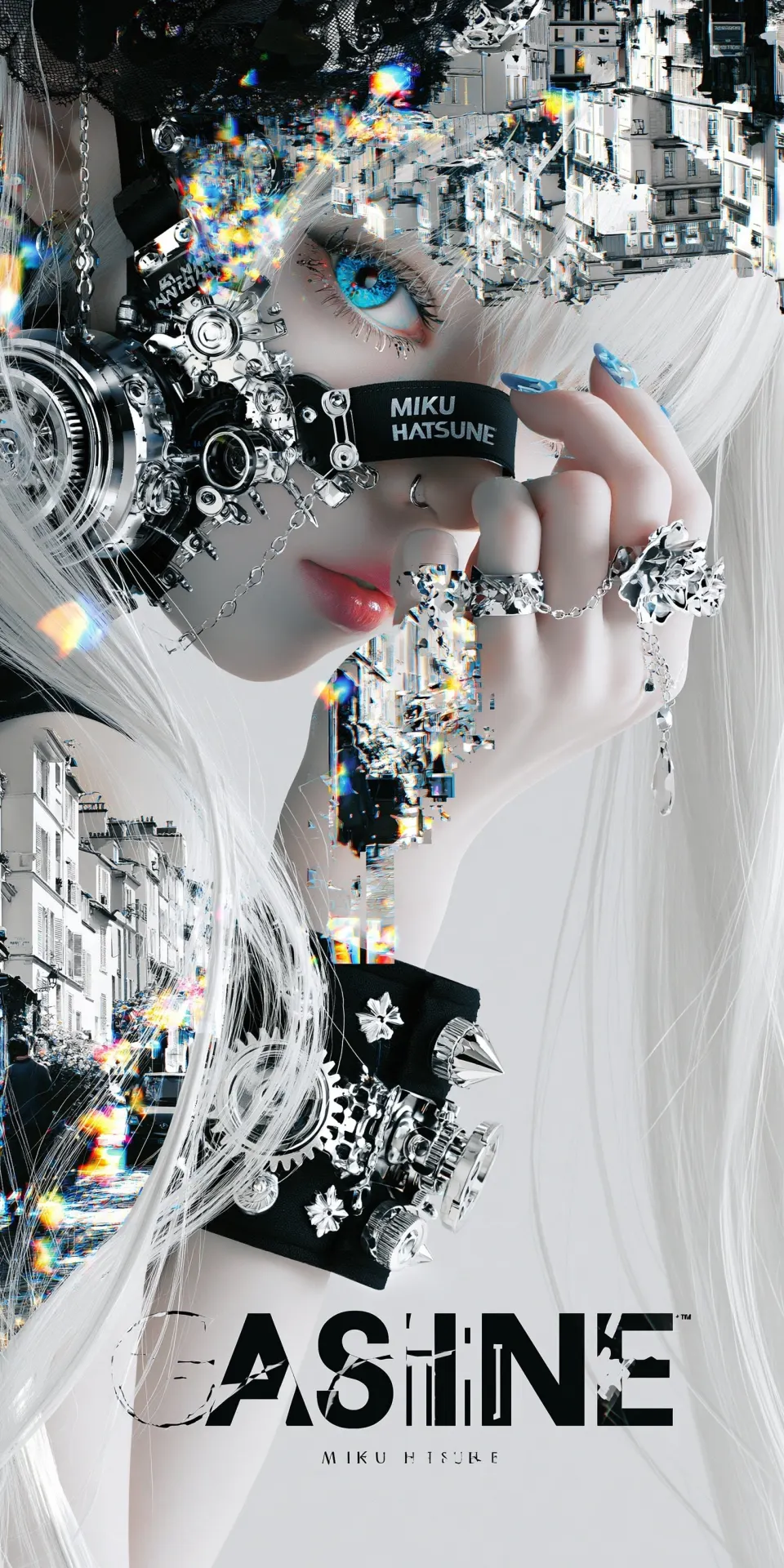 赛博朋克初音未来机械拼贴艺术