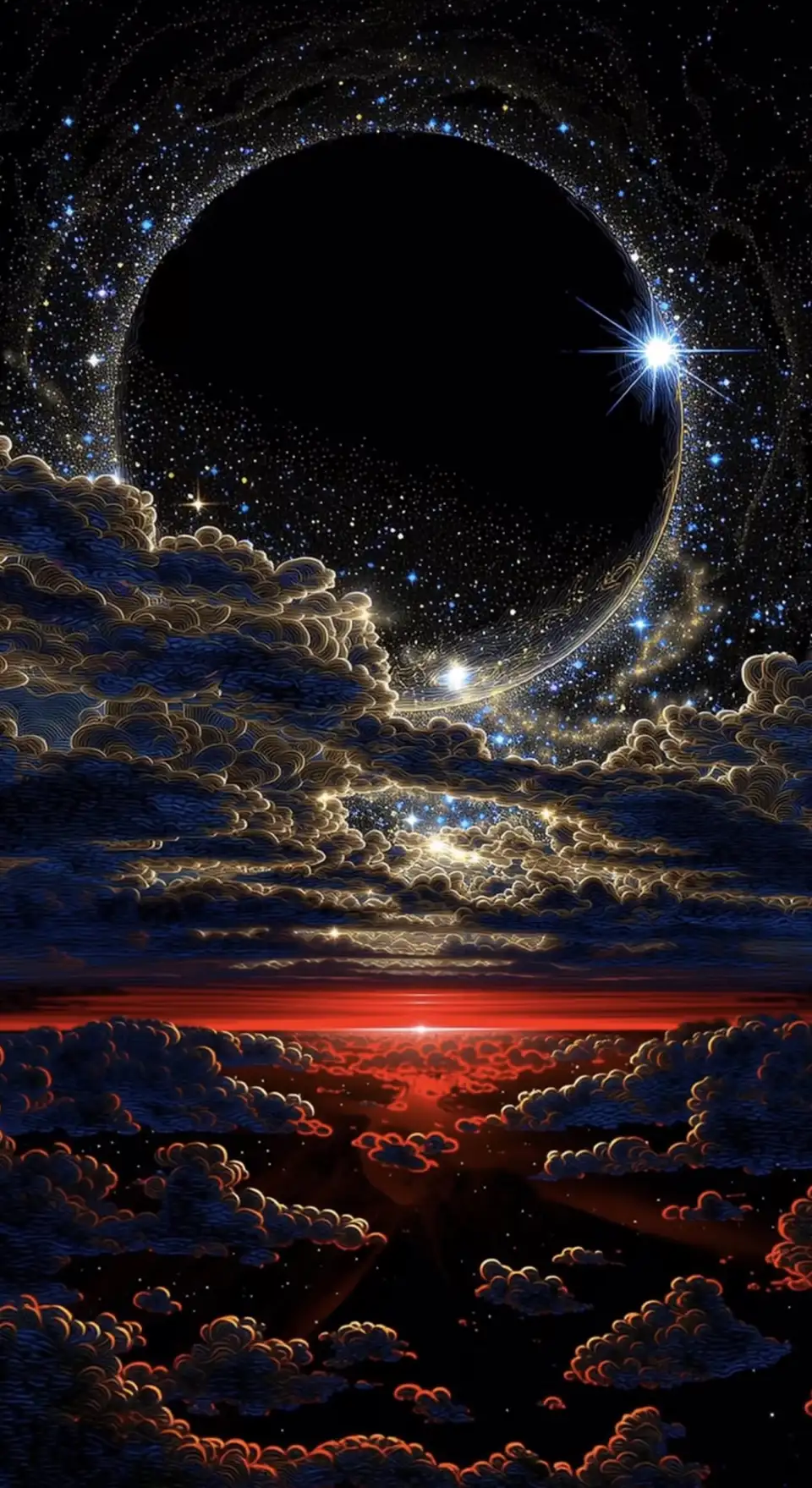 星蚀云海与赤色地平线