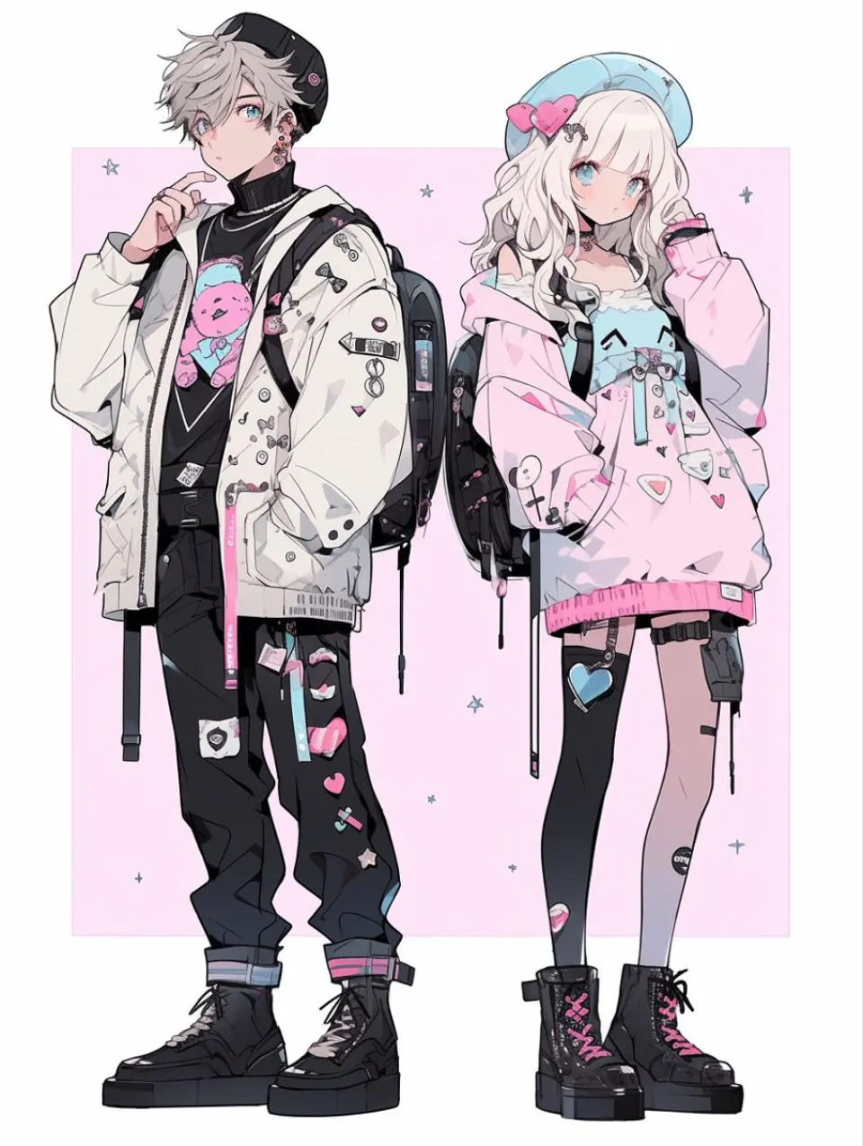 粉色服饰与白色造型搭档