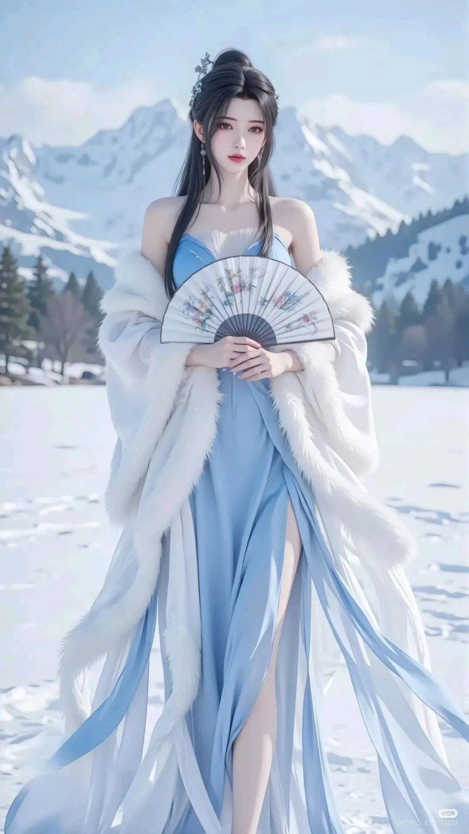 雪山蓝裙古风仕女