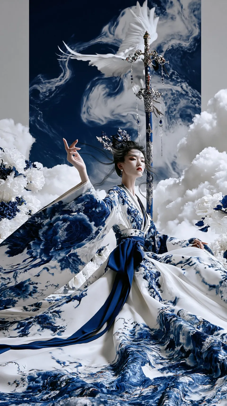 青花云鹤·古风仕女