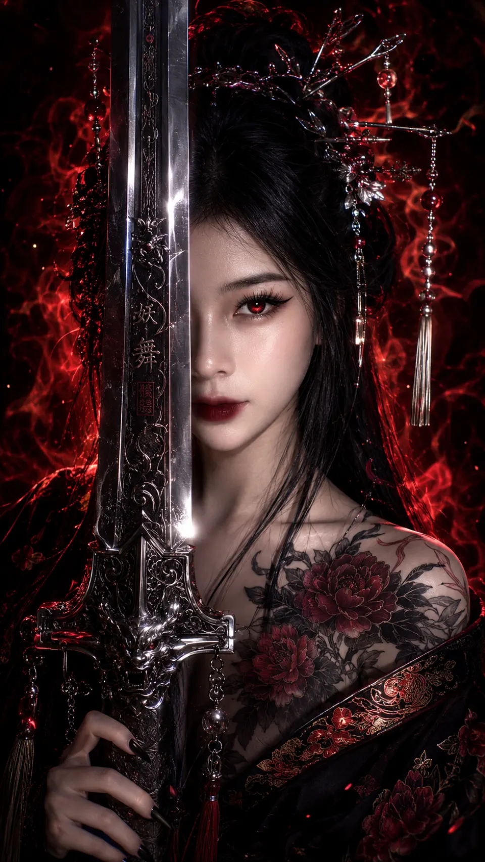 红瞳妖舞持剑少女