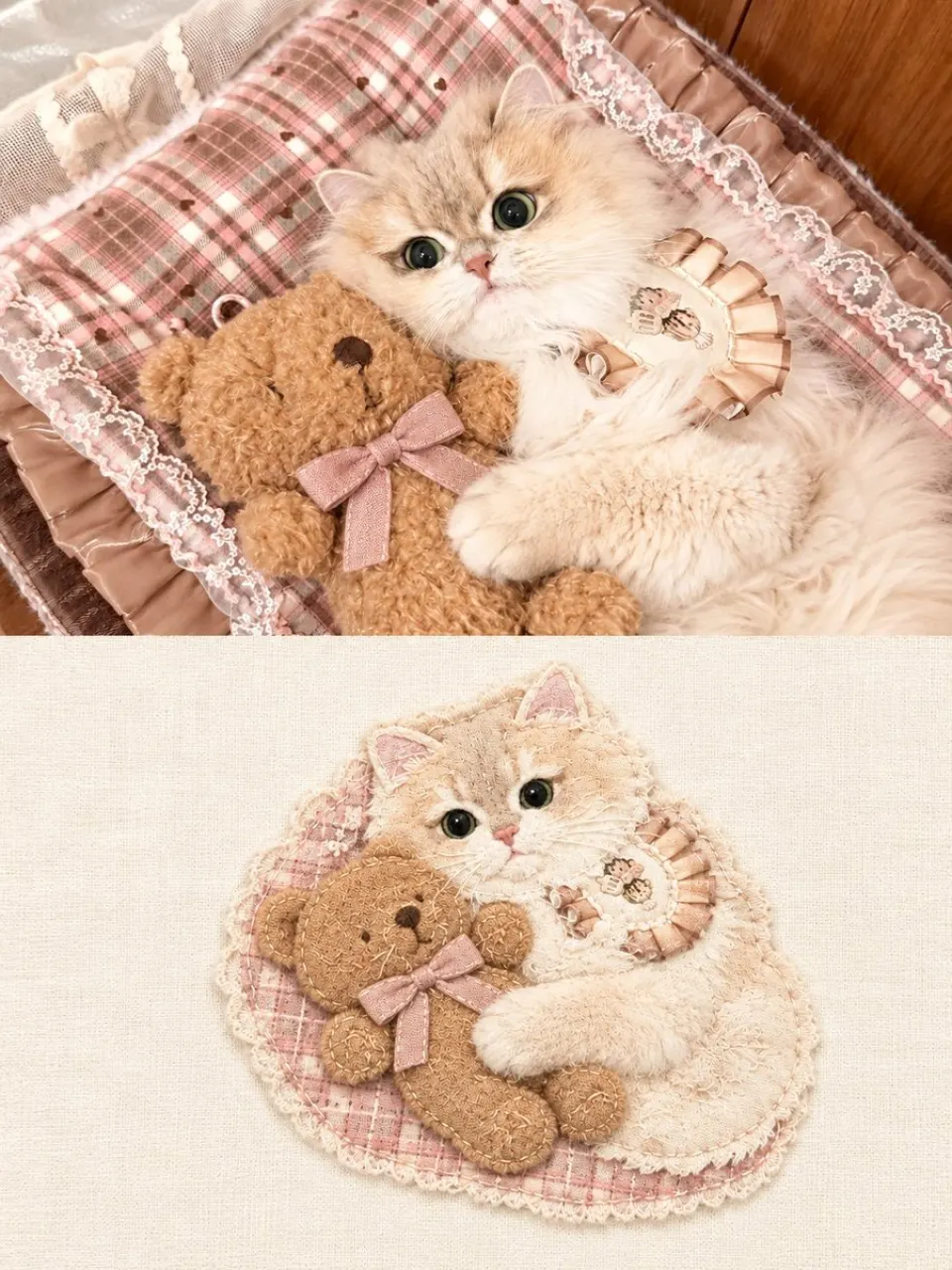 蕾丝装扮的猫咪与手作玩偶 0022