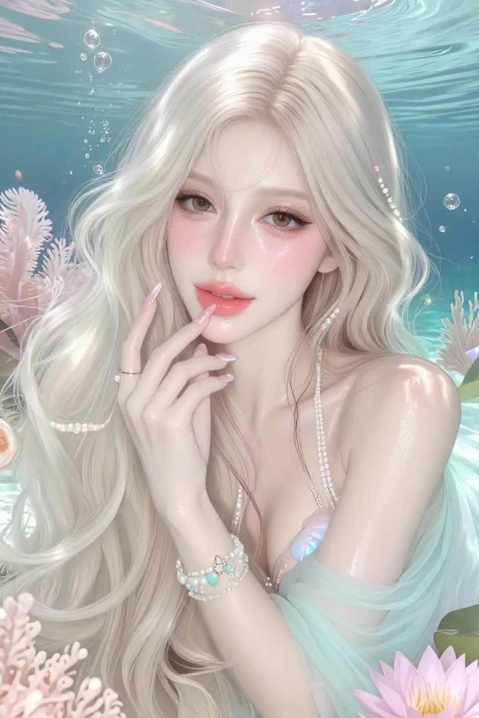 深海珍珠少女插画