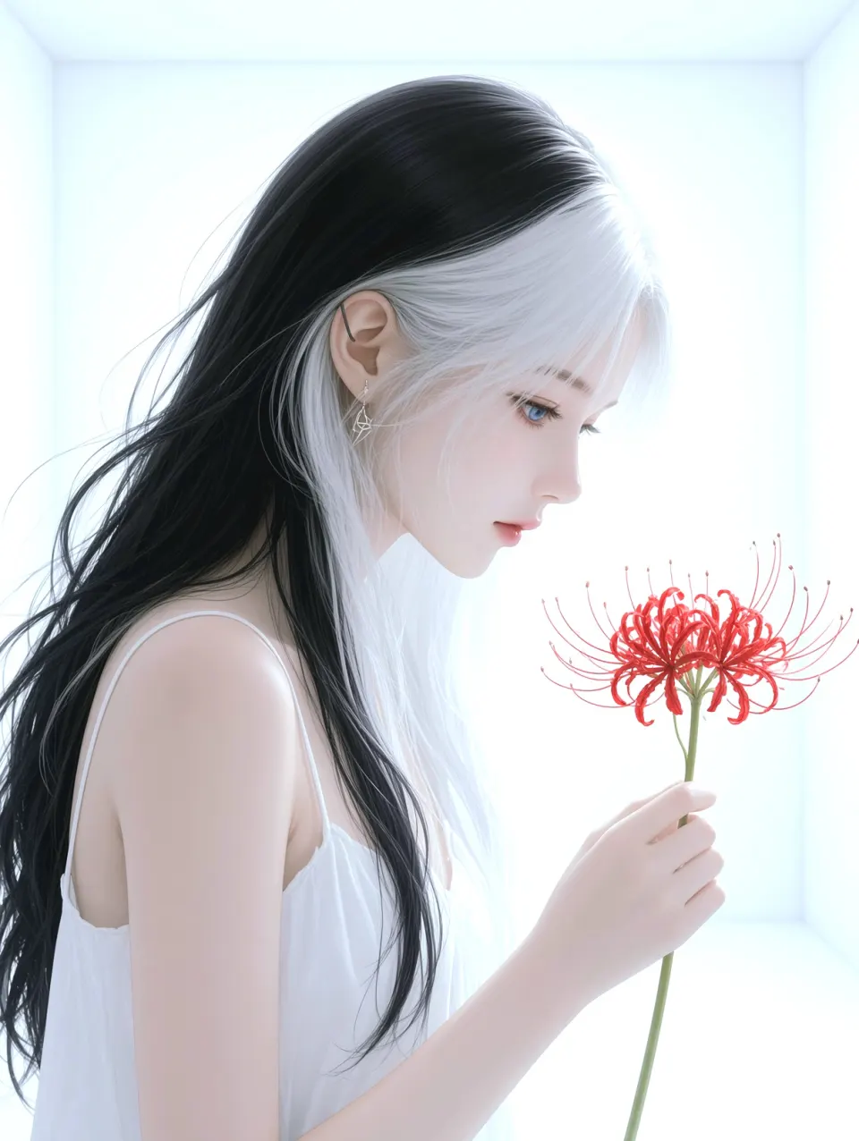 黑白发少女与彼岸花