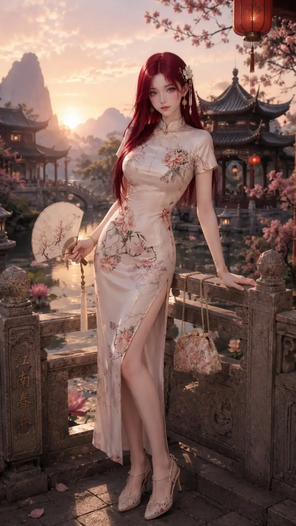江南春色·红发旗袍少女